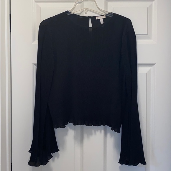 Leith Tops - Leith black blouse with detailed sleeve